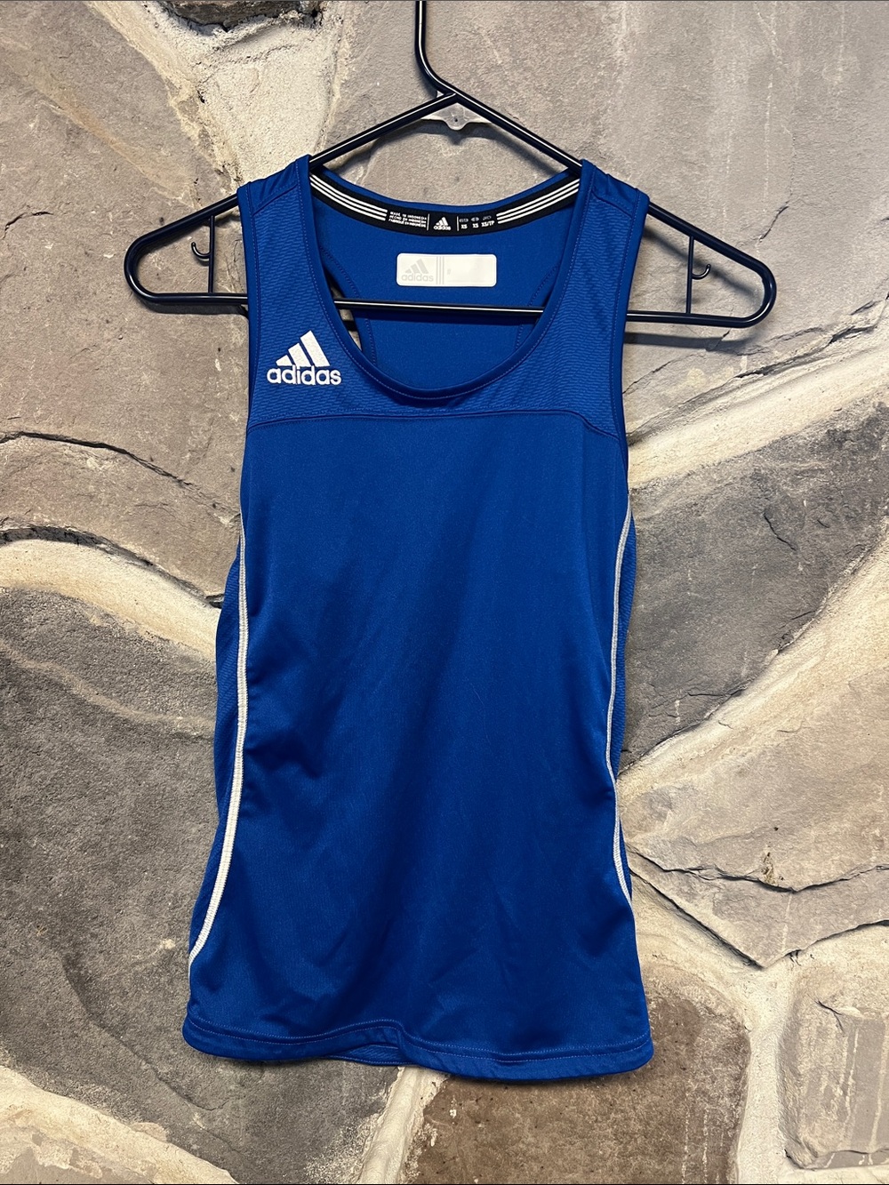 adidas Blue Performance Sleeveless Training Top with White Accents
